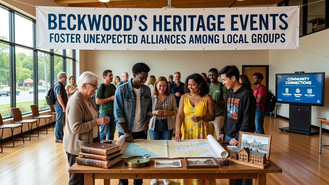 Community members from different local organizations collaborating on a heritage project display
